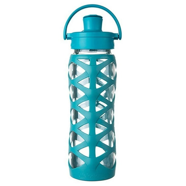 Lifefactory BPA Free 12 oz Glass Water Bottle Silicone Grip Flip Cap Sports Yoga 
